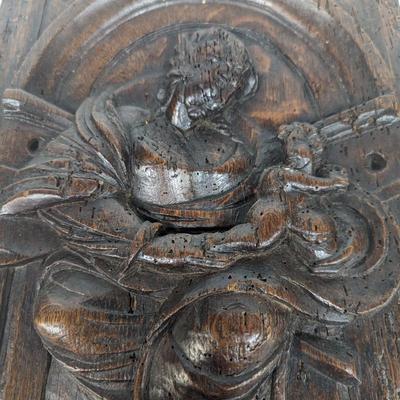 Antique Hand Carved Wood Panel