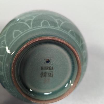 Korean Glazed Vase Clouds Flying Cranes Pattern Crackle Finish Signed