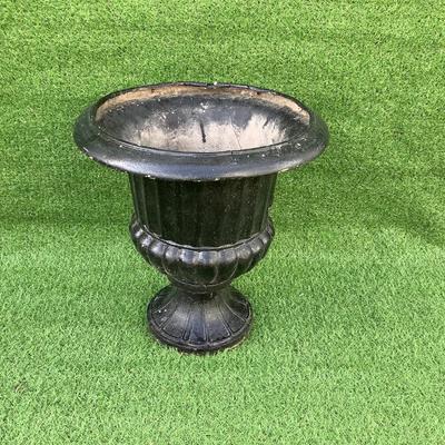 132 Single Black Pedestal Fiberglass Planter