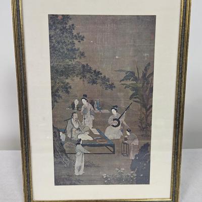 Oriental Hand Painted On Silk Art