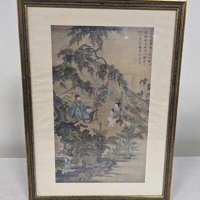 Oriental Hand Painted On Silk Art