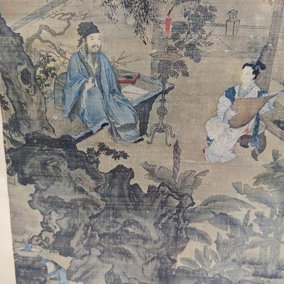 Oriental Hand Painted On Silk Art