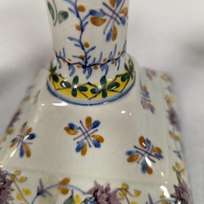 Portugal Hand Painted Floral Vase & Candle Holders