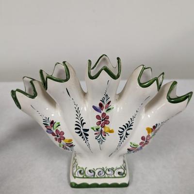 Portugal Hand Painted Floral Vase & Candle Holders