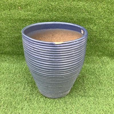 140 Large Single Blue Glazed Terracotta Outdoor Garden Pot