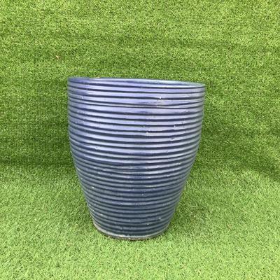 140 Large Single Blue Glazed Terracotta Outdoor Garden Pot