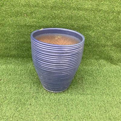 140 Large Single Blue Glazed Terracotta Outdoor Garden Pot