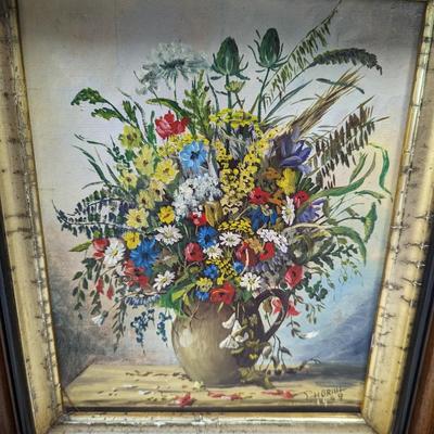 1949 Floral Arrangement Painting On Canvas