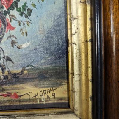 1949 Floral Arrangement Painting On Canvas