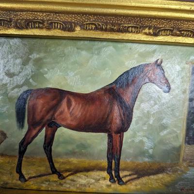 Ornate Carvers & Gilders Picture Framed Horse Painting