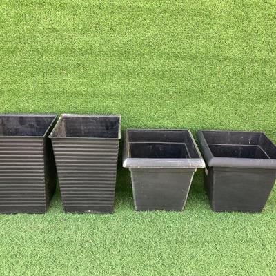 145 Lot of Black Square Plastic Planters