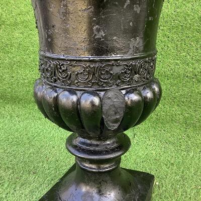 155 Large Black Fiberglass Pedestal Planter