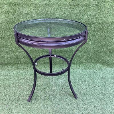 163 Black Round Bicycle Glass Top Table