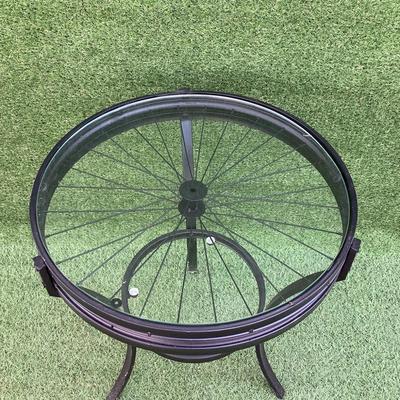 163 Black Round Bicycle Glass Top Table