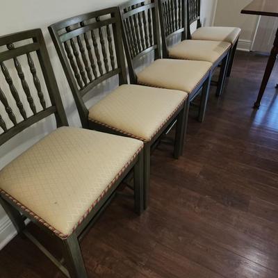 Set of six dining chairs.