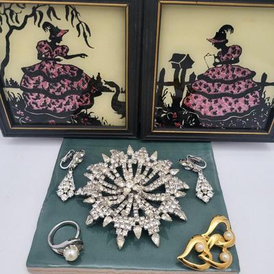 Huge Vintage Rhinestone Brooch & More
