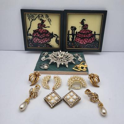 Huge Vintage Rhinestone Brooch & More
