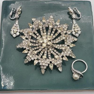 Huge Vintage Rhinestone Brooch & More