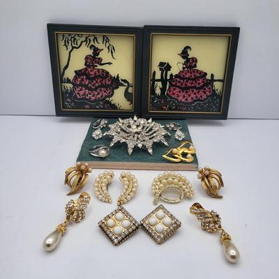 Huge Vintage Rhinestone Brooch & More