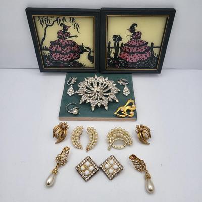 Huge Vintage Rhinestone Brooch & More