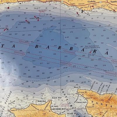 Map of Santa Barbara Channel for offshore navigation 1996 vintage