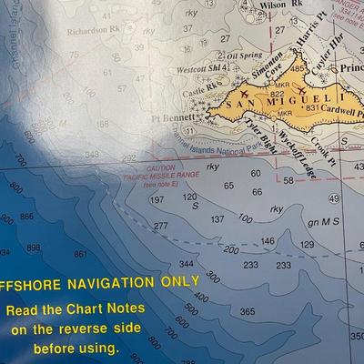 Map of Santa Barbara Channel for offshore navigation 1996 vintage