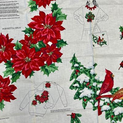 Christmas Wearable Art applique pieces on fabric panel