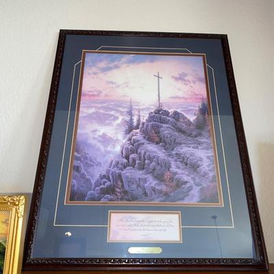 JOHN 3:16 Thomas Kincade, Painter of Light framed artwork with COA, Matching Throw, Pillow, and More!