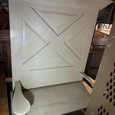 White Wooden Garden Bench with High Back - Excellent Condition