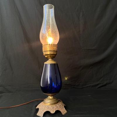 Three Vintage Converted Glass Oil Lamps (UB3-DZ)