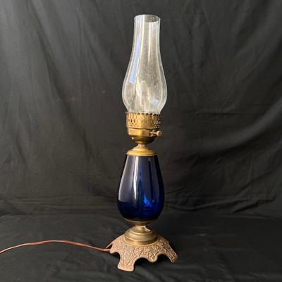 Three Vintage Converted Glass Oil Lamps (UB3-DZ)