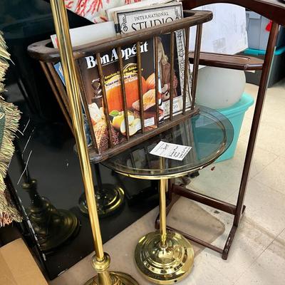 Solid brass floor lamp, Vintage Magazine Holder, Wardrobe butler, table