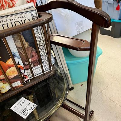 Solid brass floor lamp, Vintage Magazine Holder, Wardrobe butler, table