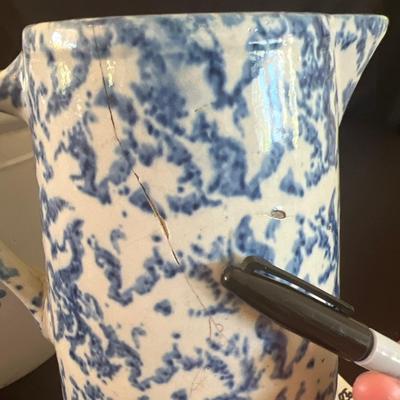 Western Stoneware Crock & Spongeware Pitcher (DR-RG)