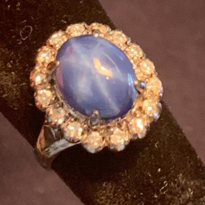 14k Gold Blue Linde Star Diamond Studed Ring
