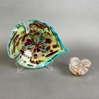 719 Handblown Art Glass Lenwile Ashtray & Venetian Bowl