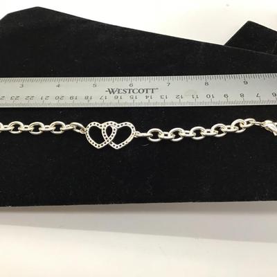 Sterling 925 Silver Double Heart Bracelet