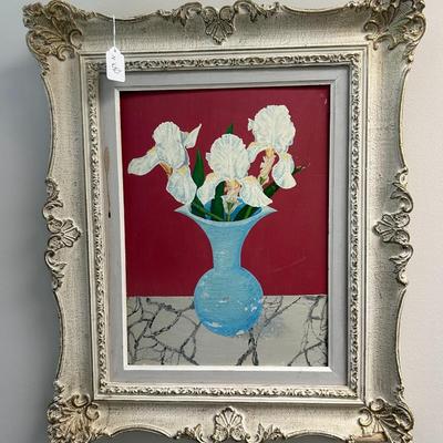 Iris Painting in Baroque Frame