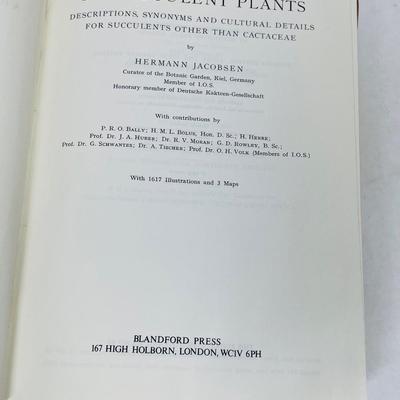HANDBOOK OF SUCCULENT PLANTS by Herman Jacobsen Volume 1-3, hardcover 1960