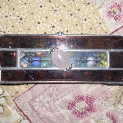Glass Jewelry box with marbles