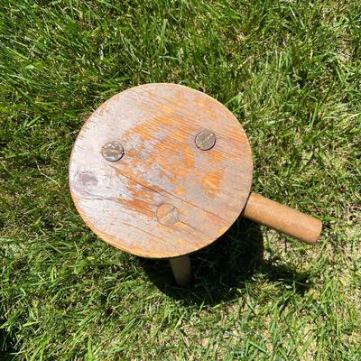Primitive Butter Churn & Milking Stool (LR-RG)