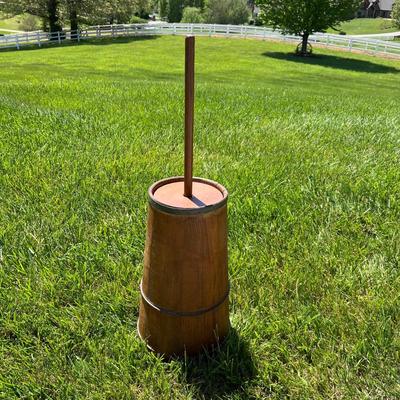Primitive Butter Churn & Milking Stool (LR-RG)
