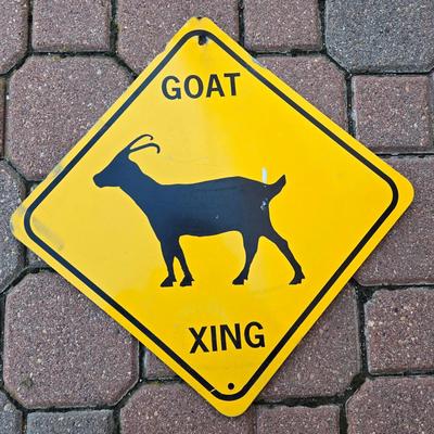 Vintage Metal Goat Crossing Sign
