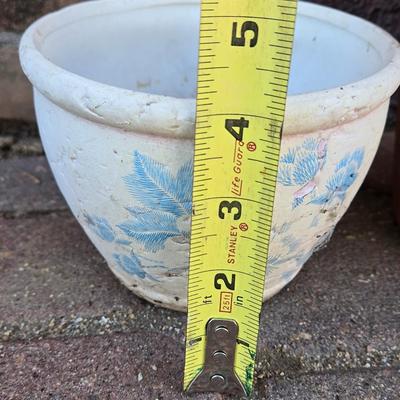 (2) Ceramic and (1) Chalkware Gardening Pots