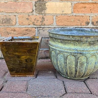 (2) Metal Garden Planters