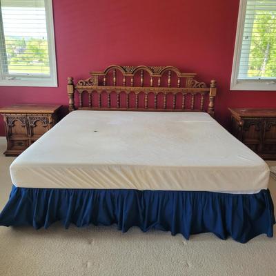 King Size Headboard & Link-Taylor Night Stands Plus Bedding (P-CE)