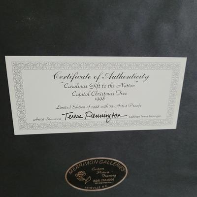 Signed Teresa Pennington Prismacolor “Capital Christmas Tree” Print 316/1998 (P-CE)