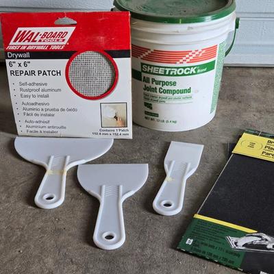Joint Compound, Patches, Sandpaper and Putty Knives