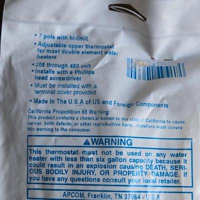 New Upper Thermostat for Water Heater