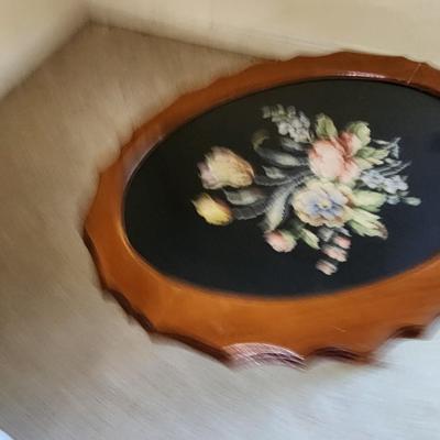 Embroidery topped tilting side table